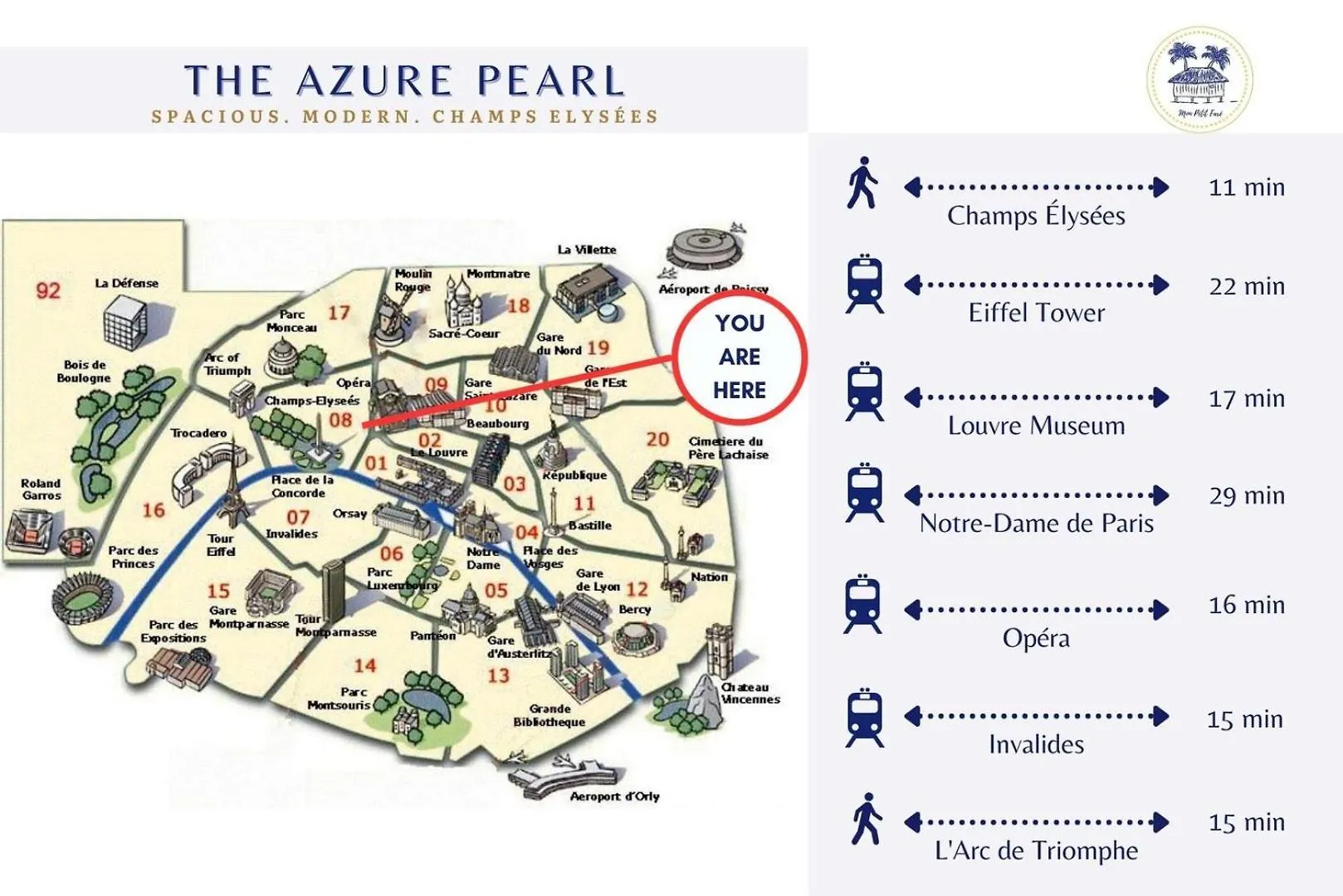 Апартаменты The Azure Pearl -Spacious & Modern Париж Франция